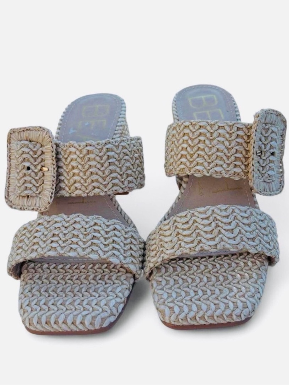 Beach by Matisse Lucy Raffia Block Heel Sandals Size 8